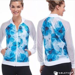 Fabletics Atlanta Blue Flower Mesh Athletic Jacket